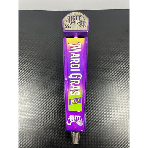 Abita Mardi Gras Bock Beer Tap Handle Purple Fleur de Lis Collectible