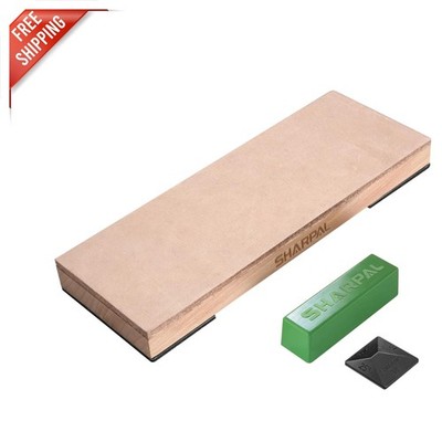 Non-Slip Genuine Cowhide Leather Strop Kit with Adjustable Angle Guide - 8'' x 3''