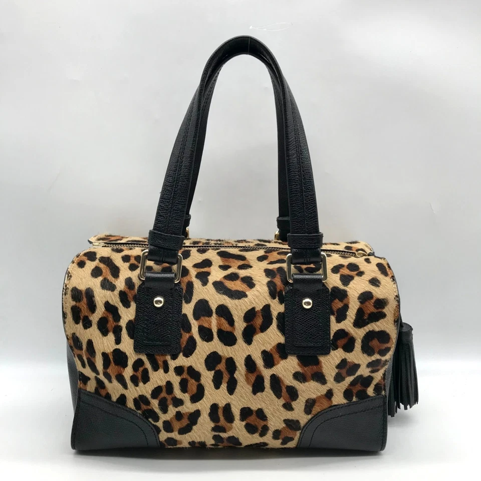 Talbots Black Leopard Print Fur Satchel Bag - Image 2 of 4