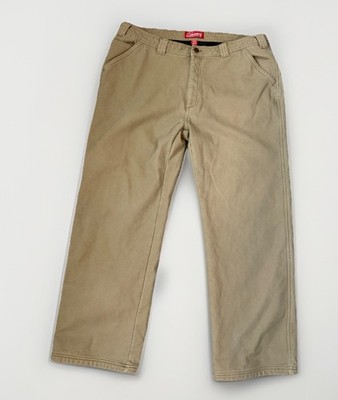 Coleman Fleece Lined Khaki Carpenter Work Pants Men 40x30 Utility Chore Warm
