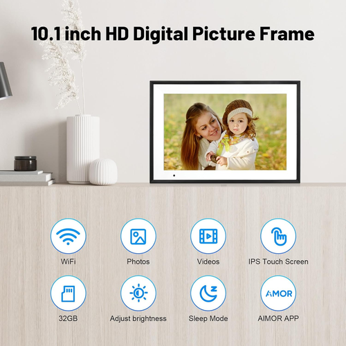 Digital Picture Frame 10.1 Inch Wifi Digital Photo Frame IPS HD Touch Screen Sma - Picture 2 of 12