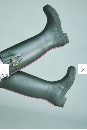 Joules Anthropologie Army Green Matte Rain Boots Garden Welly Rubber Women US 7
