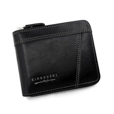 Portable Multifunctional Men's Short Wallet Zipper Pu Male Coin Purse Two Fold R