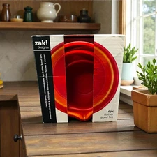 Zak! Designs Red Batter Bowl Set 6-Piece Nesting Pour Spout Mixing Bowls w/ Lids