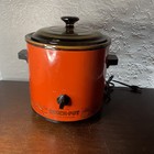 Vintage Retro Rival Slow Cooker Crock Pot 3 1/2 Qt. Flame Red Orange Model 3100
