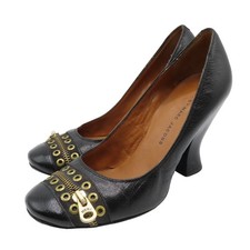 Marc Marc Jacobs Womens 6.5 US 37 EU Gold Grommet Zipper Y2K Heels Pumps Shoes