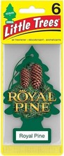 Little Trees Hanging Car and Air Freshener, Royal Pine Scent, 6 Pack