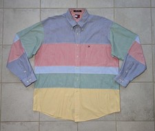 Tommy Hilfiger Men's XL Color Blocked Pin Striped Button Down Vintage