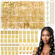 280PCS Gold Hair Jewelry for Braids Metal Loc Dreadlocks Accessories Braid Clips