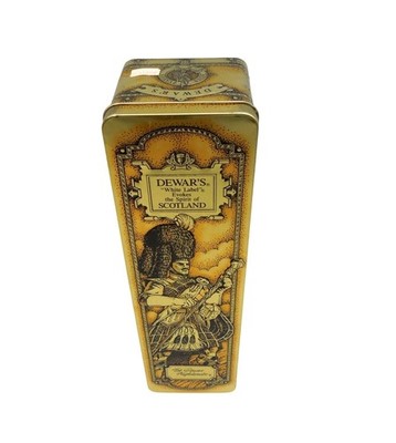Dewars White Label Scotch Whisky Tin Gold Scottish Piper Vintage-US Duty Prepaid