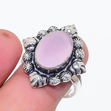 Rose Quartz Gemstone Handmade 925 Sterling Silver All Size Ring For Gift