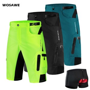 MTB Baggy Shorts Padded Mens Cycling Casual Short Pants Elastic Waist Pockets