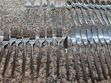 Vintage LIFETIME CUTLERY stainless w/SCROLLS pattern Set Of 47
