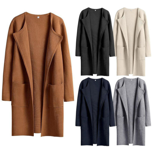 Women Oversized Coat Long Cardigan Spring Autumn Lapel Outwear Casual Comfort - Picture 1 of 16