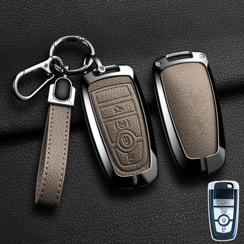 Zinc Alloy Leather Car Key Fob Case Cover For Ford Focus Ranger Explorer Mustang - Picture 8 of 16