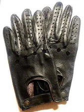 Fownes Fine Leather Handcrafted Driving Gloves Black Brown Men's Size L NWOT
