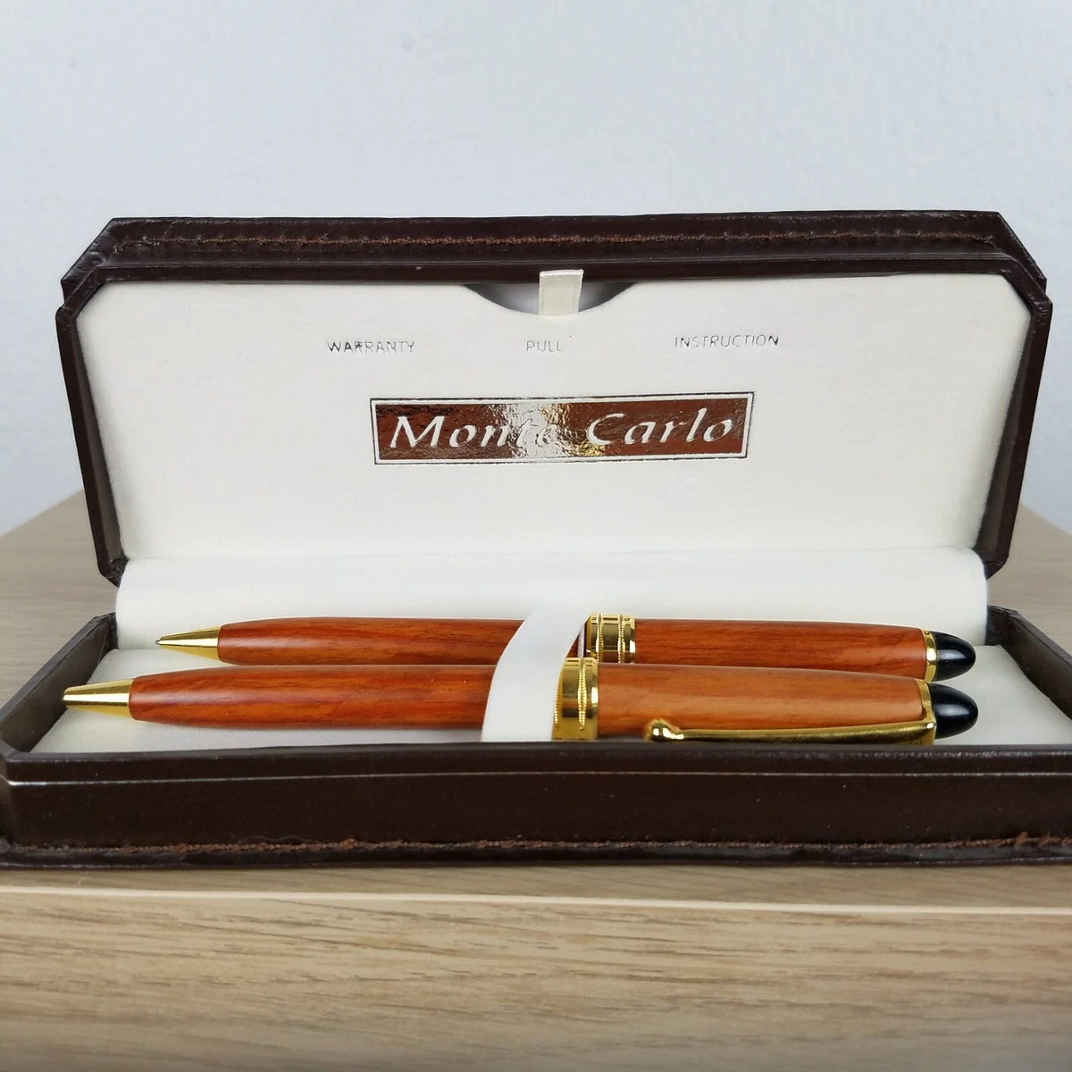 Rare Vintage Monte Carlo Pen And Mechanical Pencil with Brown