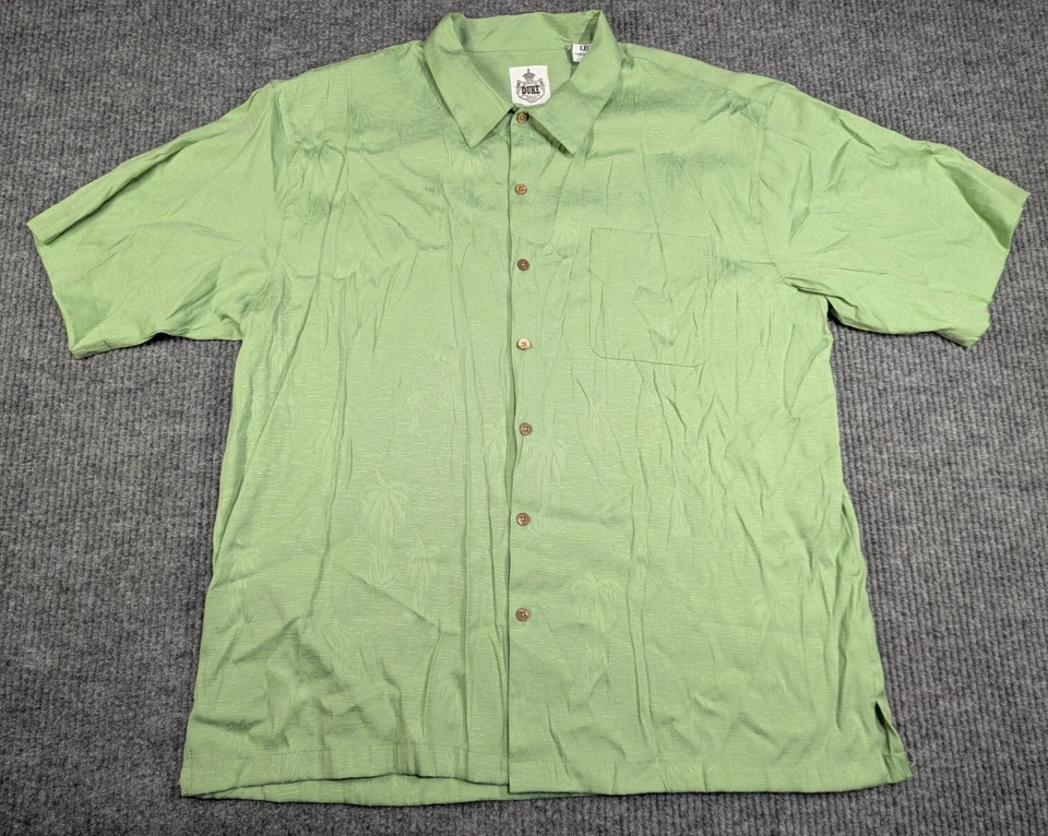 Duke Kahanamoku Shirt Mens XXL 2XL Green Palm Trees SS Hawaiian Camp Rayon Poly - Image 2 of 4