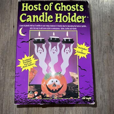Vintage Halloween Ghost Candle Holder Creepy Shadow Casting Spooky Fun World New
