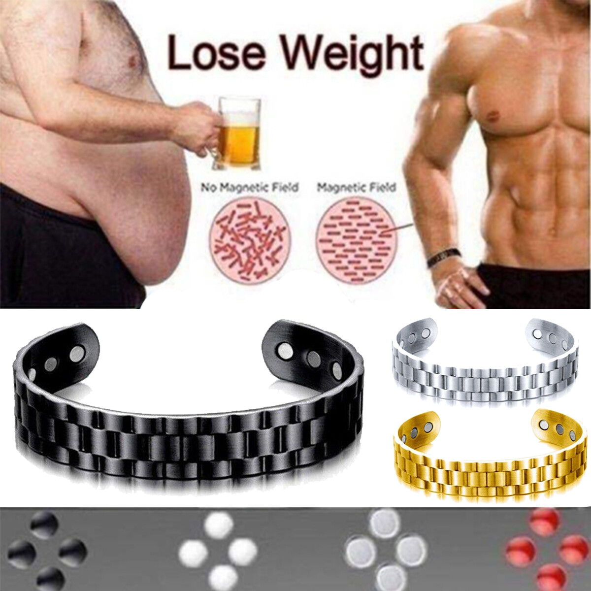 Buy Fashion Dragon Pattern 6 In One Magnetic Therapy Bracelet Healthy