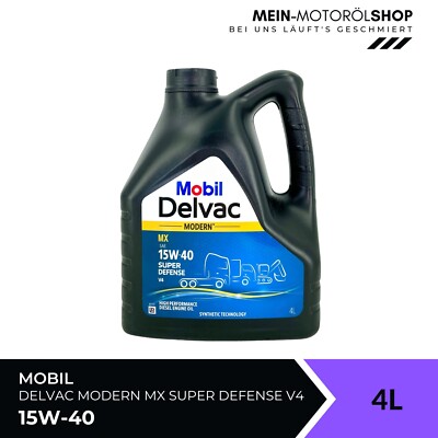 Mobil Delvac Modern MX 15W-40 Super Defense V4 Volvo Mercedes MAN 4 Liter
