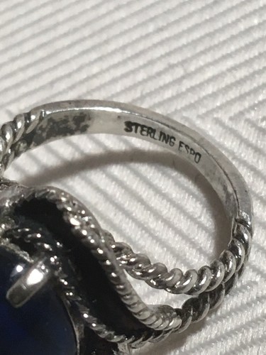 Lovely Joseph Esposito Sterling Silver And Blue Amethyst? W/ Rope Detail Sz 6.5 - Picture 5 of 5