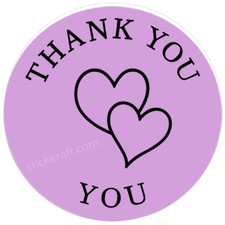 Thank You Labels   2" Pink Round with Hearts, Packaging Stickers