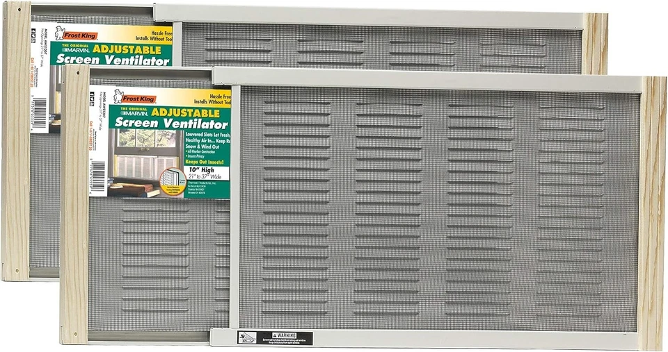 Pantallas de ventana ajustables con barrera de alérgenos - 10" de alto, se adapta a 21-37" de ancho, paquete de 2 Foto 3 de 4