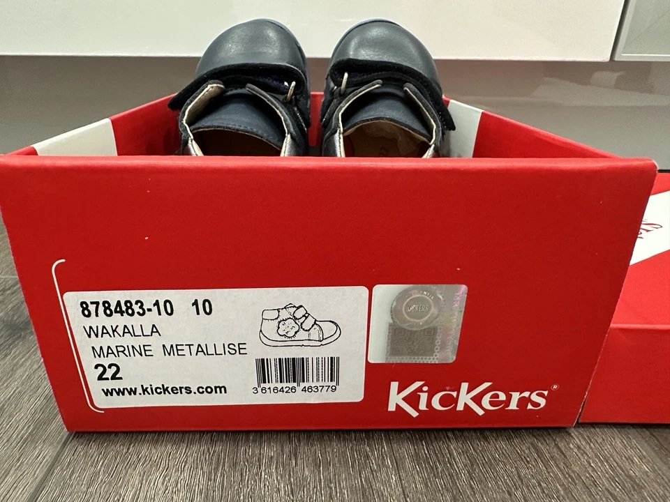 Kickers Azul Marino Dos Correas Cuero Zapatos Infantes Niños Zapatos Talla 22 EE. UU. 6 Foto 4 de 4