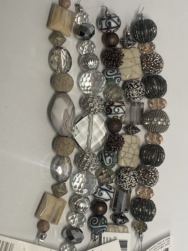 NEW Jesse James Lot Of 5 and mixed Beads 7”Strands Clear Cream Bronze Silver - Picture 2 of 4