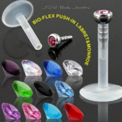 12pcs Flexible PTFE  16g 8mm Labrets Monroes Wholesale Body Jewelry (L15)