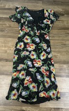 Lauren Ralph Lauren Women’s Dress Sz 6 Black Floral Colorful Print Lined Midi