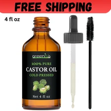 Castor Oil Organically Grown 100% Pure Glass Bottle Cold Pressed Hexane Free Eye