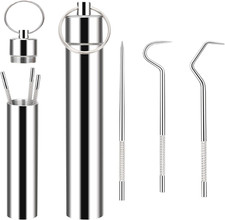 3 Pieces 2 Set Metal Toothpicks Kit, Reusable Toothpick Holder Portable Stainles