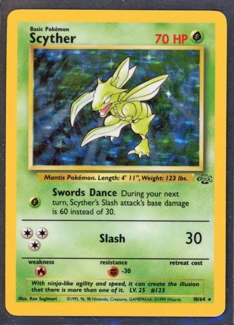 Pokemon Cards - Scyther 10/64 - Jungle Set Holo - eBay Live Fri 11th Jul 8:30pm