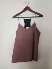 Wayf Where Are You From Womens Houndstooth Strappy Camisole Top Tan Black Size M