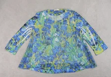 Jess & Jane Windmill Boucle Mesh Tunic Blouse Women's Large Burn-out Lining 3/4