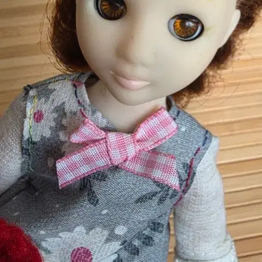 Vintage Floral Ribbon Doll, Pink Bow, Collectible