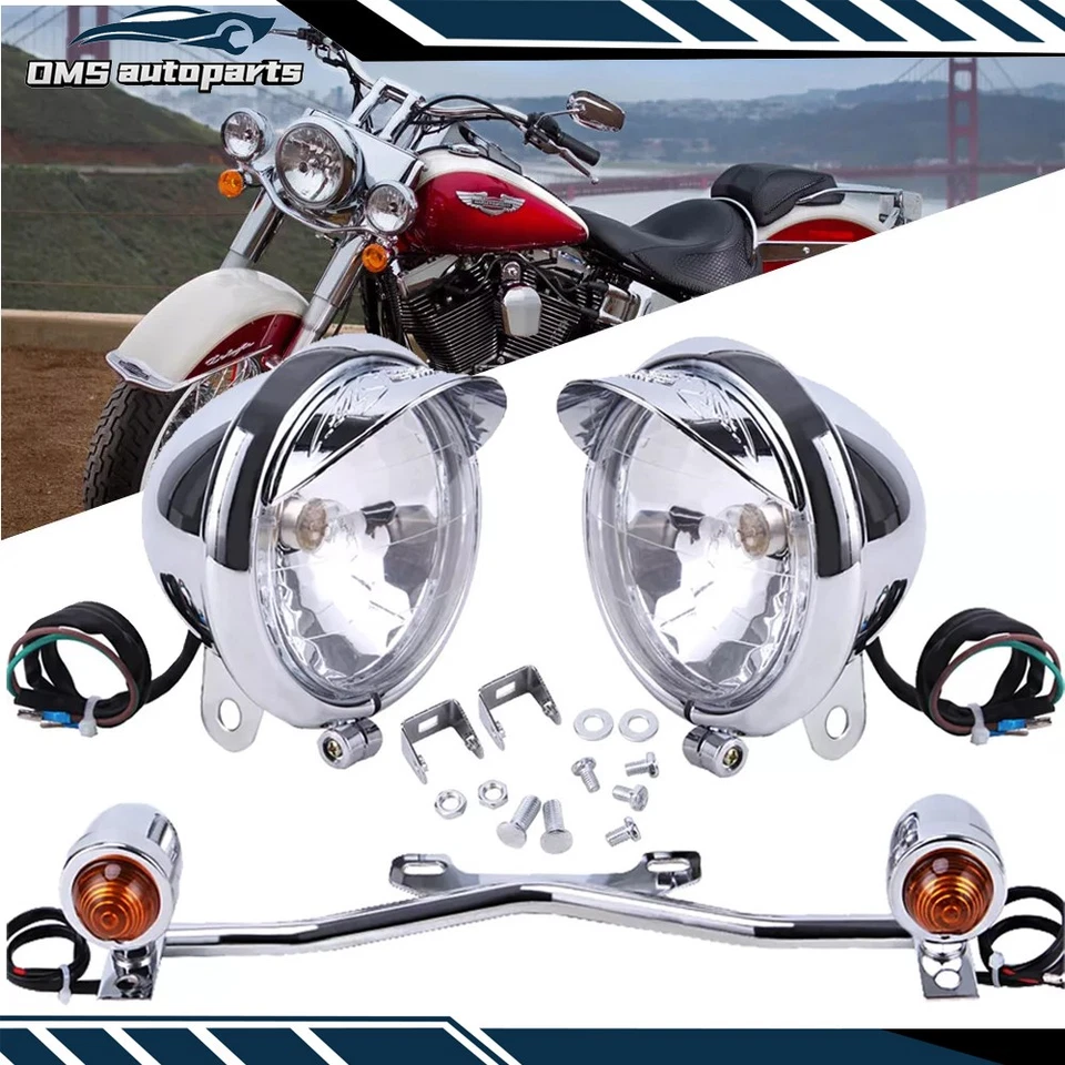 Driving Passing Turn Signals Lamp Driving Fog Spot Light Bar For Harley Honda - Image 2 of 4