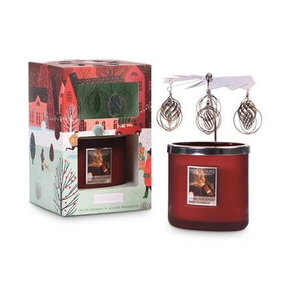 Heart & Home Twin Wick Christmas Candle With Carousel Gift Orange & Warm Spices