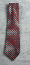 Ferrell Reed Tie Mens Burgundy English Silk Foulard Geometric Floral Print