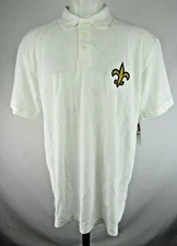 New Orleans Saints NFL Men's White 1/4 Button Up Short Sleeve Polo