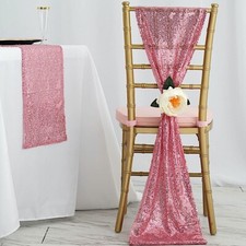 Extra Wide PINK Premium Sequined Chair Sashes Wedding Party Events Decorations