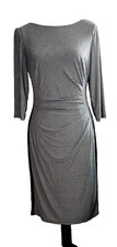 Classy Draped Sheath Dress Blk/White Houndstooth Lined Ralph Lauren NWOT