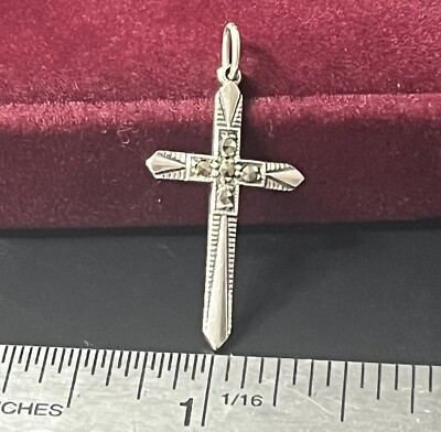 Vintage Mitra 800 Silver Marcasaite Cross 