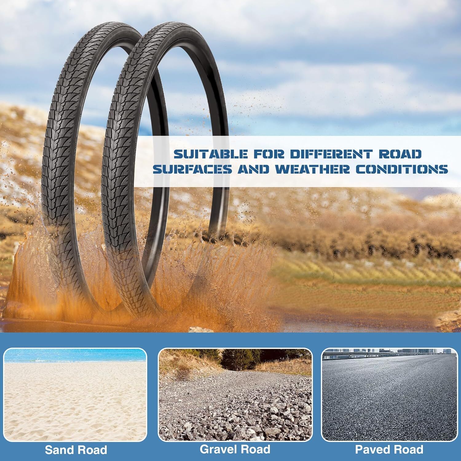 Two Pack 700C Road Bike Tires 700 X 38C Gravel Bicycle Tire with 2 Pack Inner...
