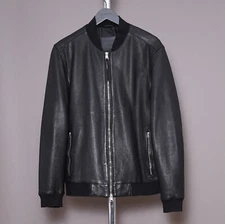 ALL SAINTS Mens Leather Jacket XXL Black 2XL Bomber Celebrity Grail NIKO 
