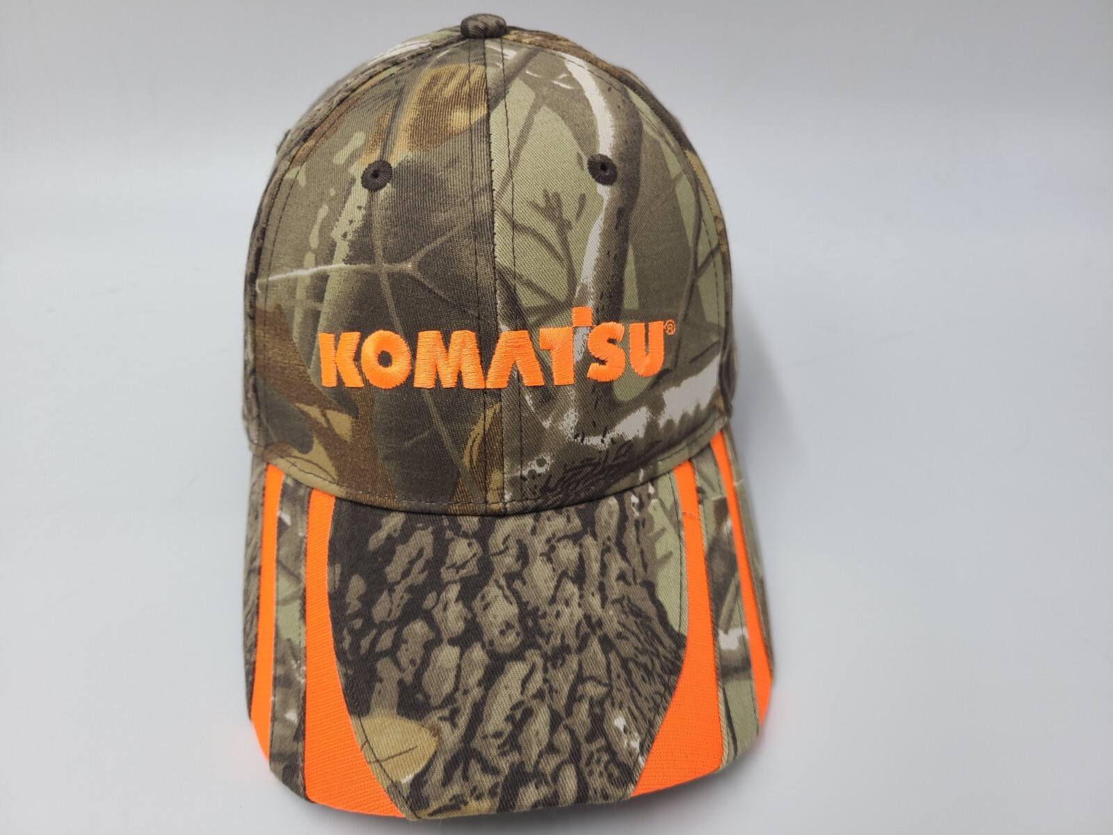 Komatsu Camo Adjustable Hat Cap Machinery Equipment Dad Men Women Brown Orange