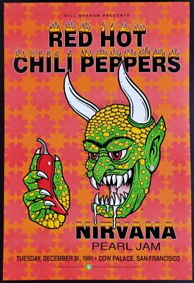 Nirvana Concert Poster Pearl Jam Red Hot Chili Peppers Concert