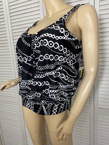 NUEVO CON ETIQUETAS $62 Solucionador de Forma Separado Halter Top 16 Blusa Negra/Blanca Sujetador Incorporado - Imagen 6 de 6